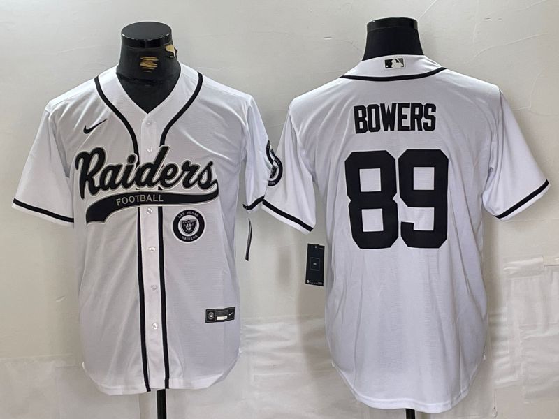 Men Oakland Raiders 89 Bowers White Joint Name 2024 Nike Limited NFL Jersey style 3